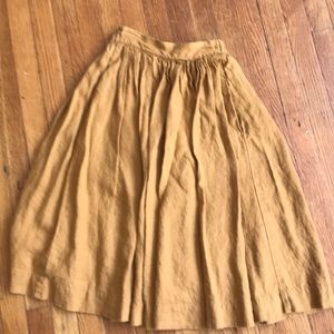 Mustard midi skirt size small perfect linen